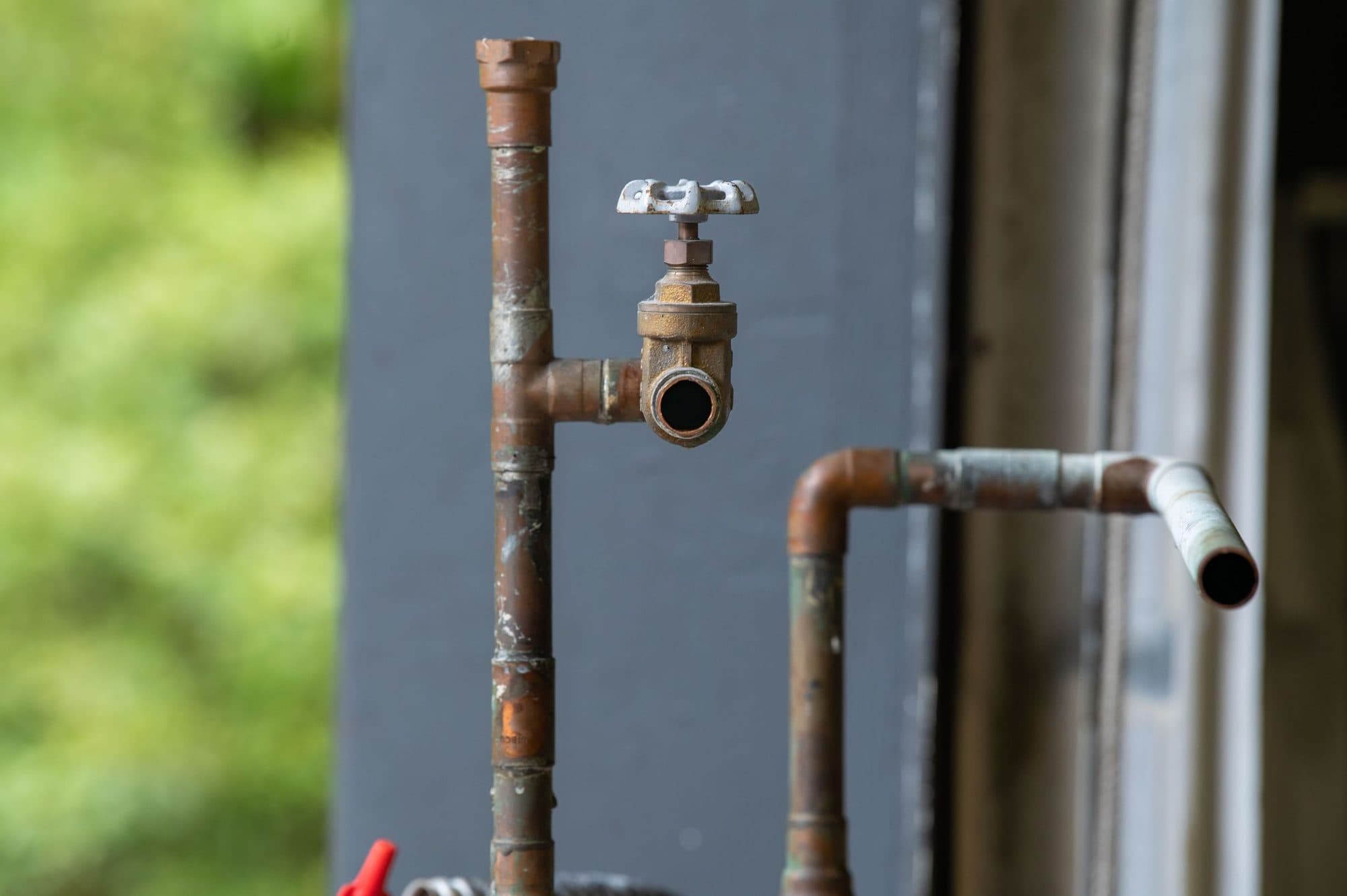 Copper pipework with a brass valve